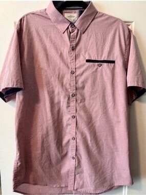 Craft + Flow Pink Short Sleeve Button Up Shirt Men’s XL Casual Cotton Pocket